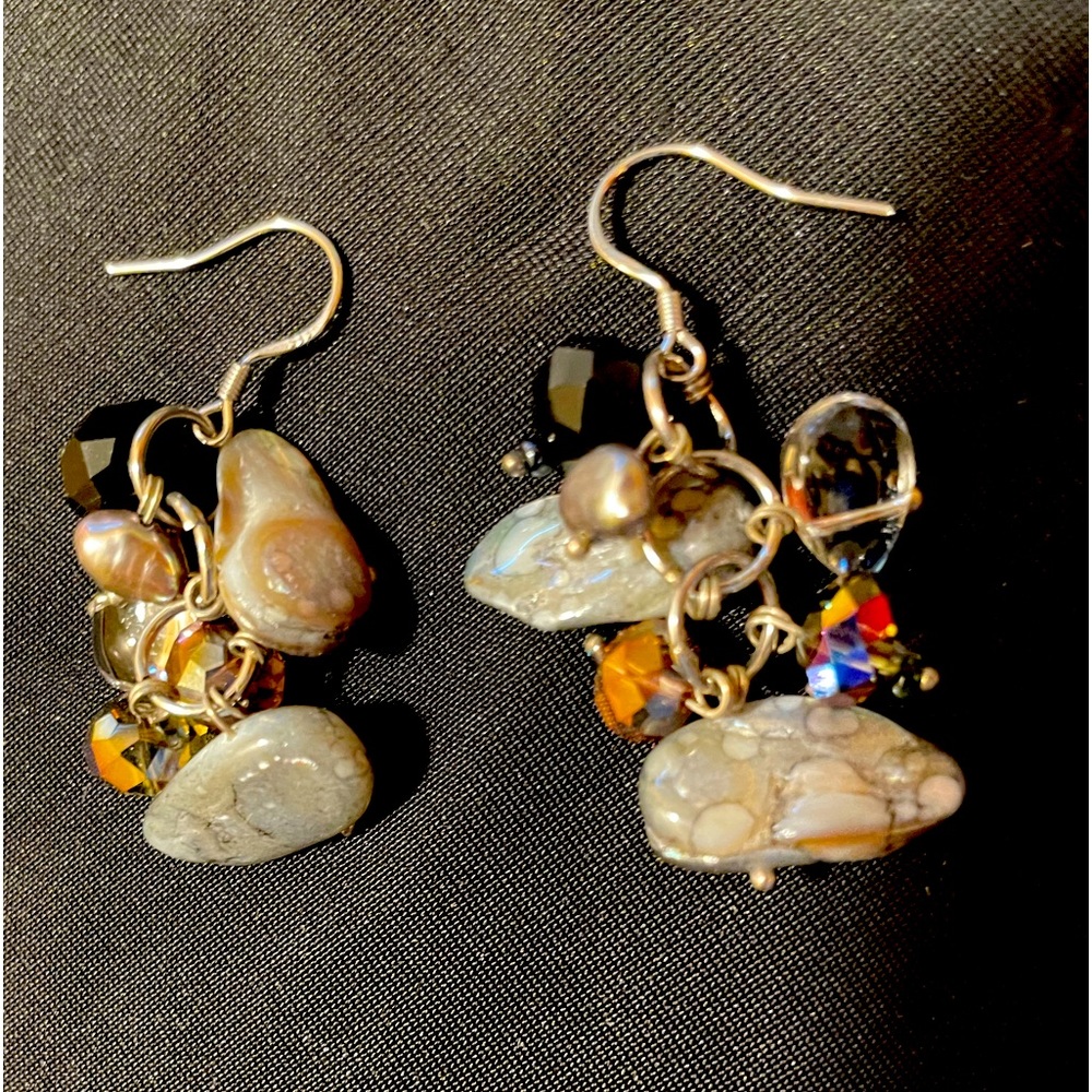 Baroque pearl crystal earrings